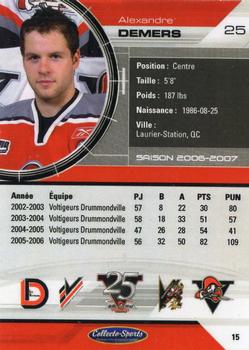 2006-07 Extreme Drummondville Voltigeurs (QMJHL) #15 Alexandre Demers Back
