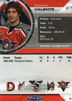 2006-07 Extreme Drummondville Voltigeurs (QMJHL) #17 Stephen Valente Back