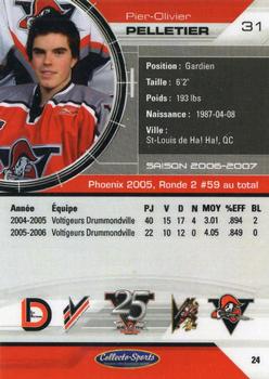 2006-07 Extreme Drummondville Voltigeurs (QMJHL) #24 Pier-Olivier Pelletier Back