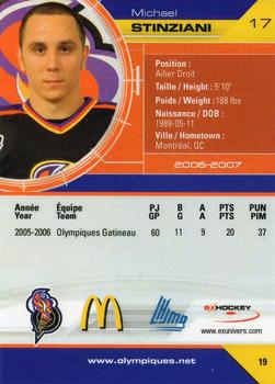 2006-07 Extreme Gatineau Olympiques (QMJHL) #19 Michael Stinziani Back