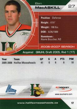 2006-07 Extreme Halifax Mooseheads (QMJHL) #17 Ben MacAskill Back