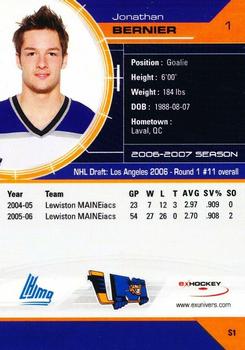 2006-07 Extreme Lewiston Maineiacs (QMJHL) #S1 Jonathan Bernier Back