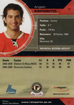 2006-07 Extreme Quebec Remparts (QMJHL) #1 Angelo Esposito Back