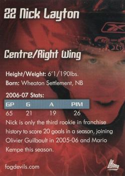2006-07 St. John's Fog Devils (QMJHL) #15 Nick Layton Back