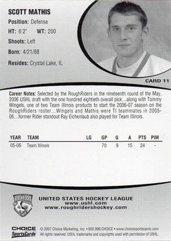 2006-07 Choice Cedar Rapids RoughRiders (USHL) #11 Scott Mathis Back