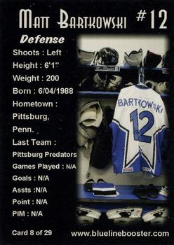 2006-07 Blueline Booster Club Lincoln Stars (USHL) #8 Matt Bartkowski Back