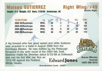 2006-07 Grandstand Everett Silvertips (WHL) #NNO Moises Gutierrez Back