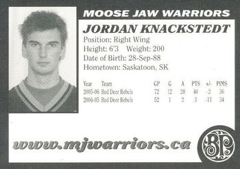 2006-07 Moose Jaw Warriors (WHL) #13 Jordan Knackstedt Back