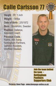 2006-07 GMB Nottingham Panthers (EIHL) #NNO Calle Carlsson Back