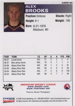 2007-08 Choice Peoria Rivermen (AHL) #4 Alex Brooks Back