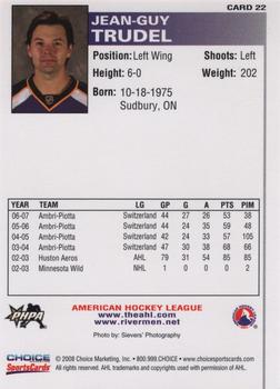 2007-08 Choice Peoria Rivermen (AHL) #22 Jean-Guy Trudel Back