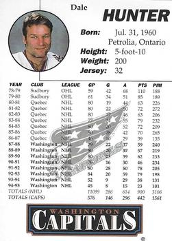 1995-96 Wheaties Washington Capitals #18 Dale Hunter Back