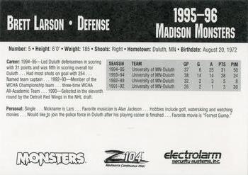 1995-96 Madison Monsters (CoHL) #NNO Brett Larson Back