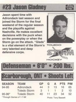 1995-96 Frito-Lay Toledo Storm (ECHL) #NNO Jason Gladney Back