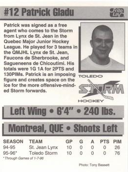 1995-96 Frito-Lay Toledo Storm (ECHL) #NNO Patrick Gladu Back