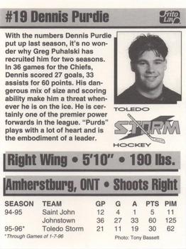 1995-96 Frito-Lay Toledo Storm (ECHL) #NNO Dennis Purdie Back