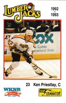 1992-93 Cleveland Lumberjacks (IHL) #21 Ken Priestlay Front