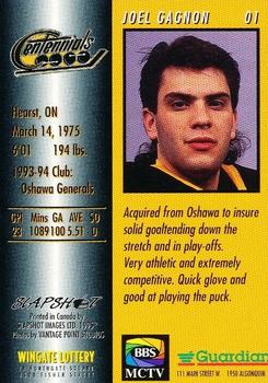 1994-95 Slapshot North Bay Centennials (OHL) #1 Joel Gagnon Back