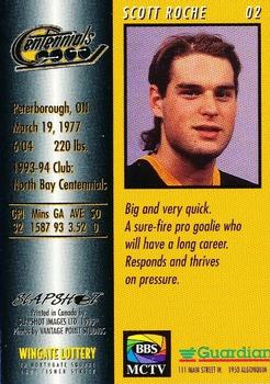 1994-95 Slapshot North Bay Centennials (OHL) #2 Scott Roche Back