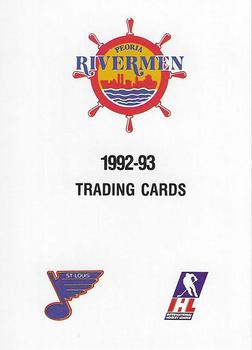 1992-93 Peoria Rivermen (IHL) #NNO Header Card Front