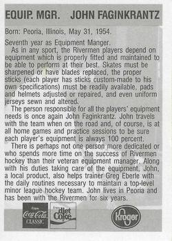 1992-93 Peoria Rivermen (IHL) #NNO John Faginkrantz Back