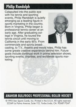 1992-93 Star Sports Cards Anaheim Bullfrogs (RHI) #NNO Philip Randolph Back