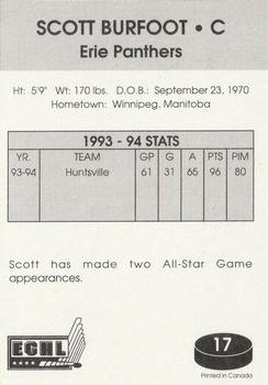 1994-95 Erie Panthers (ECHL) #17 Scott Burfoot Back