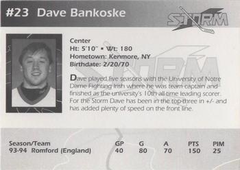 1994-95 Toledo Storm (ECHL) #NNO Dave Bankoske Back