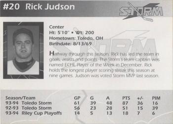 1994-95 Toledo Storm (ECHL) #NNO Rick Judson Back