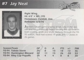 1994-95 Toledo Storm (ECHL) #NNO Jay Neal Back