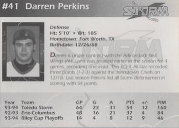 1994-95 Toledo Storm (ECHL) #NNO Darren Perkins Back