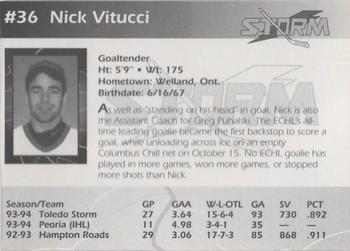 1994-95 Toledo Storm (ECHL) #NNO Nick Vitucci Back