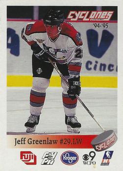 1994-95 Cincinnati Cyclones (IHL) #NNO Jeff Greenlaw Front