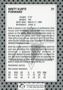 1994-95 Sport Shots Los Angeles Blades (RHI) #NNO Brett Kurtz Back