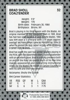 1994-95 Sport Shots Los Angeles Blades (RHI) #NNO Brad Sholl Back