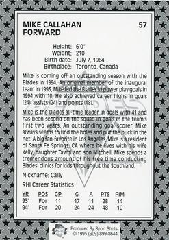 1994-95 Sport Shots Los Angeles Blades (RHI) #NNO Mike Callahan Back