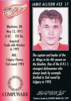 1994-95 Slapshot Detroit Jr. Red Wings (OHL) #17 Jamie Allison Back
