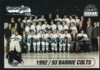 1992-93 Future Stars Barrie Colts (CoJHL) #NNO 1992 / 93 Barrie Colts Front