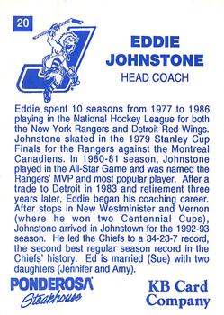 1993-94 Johnstown Chiefs (ECHL) #20 Eddie Johnstone Back