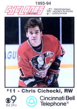 1993-94 Cincinnati Cyclones (IHL) #4 Chris Cichocki Front