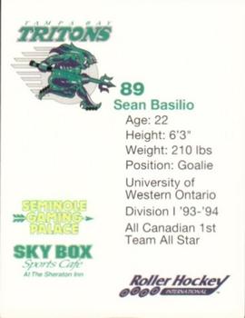 1993-94 Tampa Bay Tritons (RHI) #NNO Sean Basilio Back