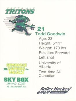 1993-94 Tampa Bay Tritons (RHI) #NNO Todd Goodwin Back