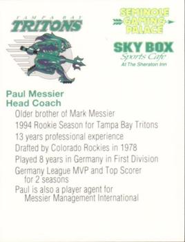 1993-94 Tampa Bay Tritons (RHI) #NNO Paul Messier Back