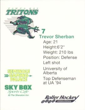 1993-94 Tampa Bay Tritons (RHI) #NNO Trevor Sherban Back
