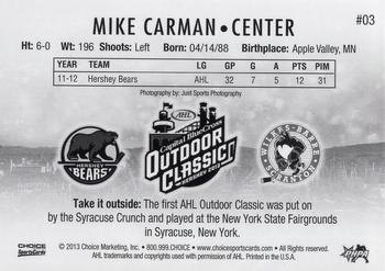 2012-13 Choice AHL Outdoor Classic #3 Mike Carman Back