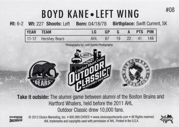 2012-13 Choice AHL Outdoor Classic #8 Boyd Kane Back