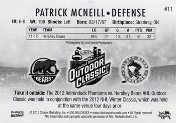2012-13 Choice AHL Outdoor Classic #11 Patrick McNeill Back