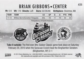 2012-13 Choice AHL Outdoor Classic #26 Brian Gibbons Back