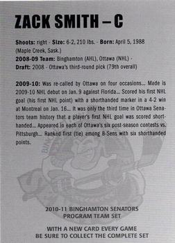 2010-11 Just Sports Photography Binghamton Senators (AHL) #22 Zack Smith Back