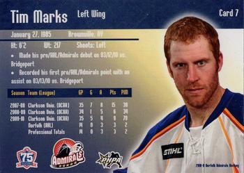 2010-11 Norfolk Admirals (AHL) #7 Tim Marks Back